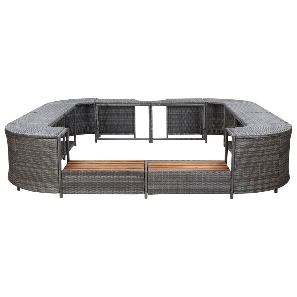 Square Spa Surround Grey 268 x 268 x 55 cm Poly Rattan